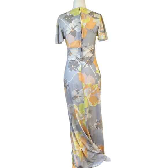 Vintage 1970 s maxi floral v neck maxi dress size small - Picture 2 of 4